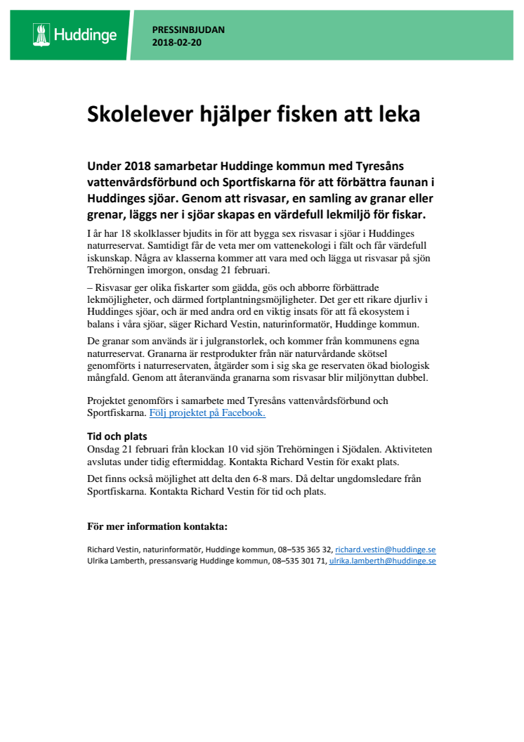 Skolelever hjälper fisken att leka