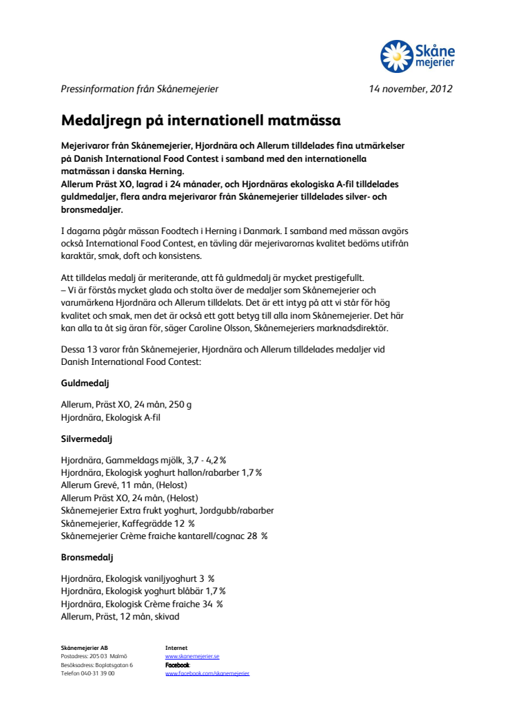 Medaljregn på internationell matmässa