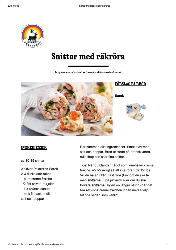 Snittar med räkröra