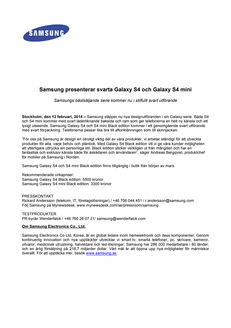 Samsung presenterar svarta Galaxy S4 och Galaxy S4 mini