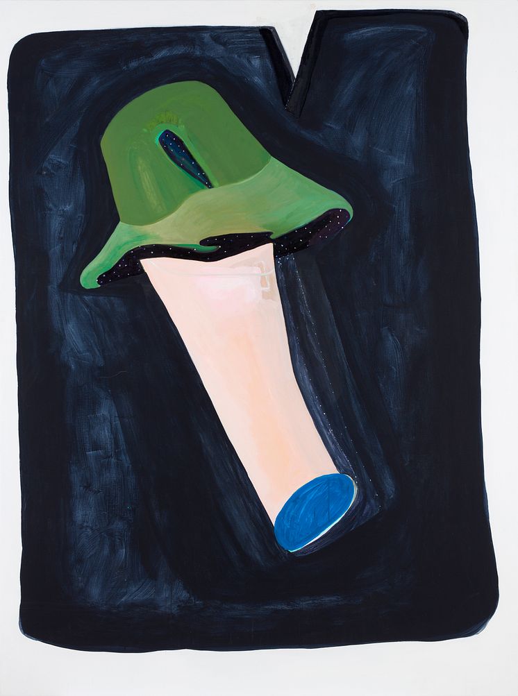 Pia Mauno, Duett med grön hatt, 145 x 200 cm, vinylfärg och olja på duk
