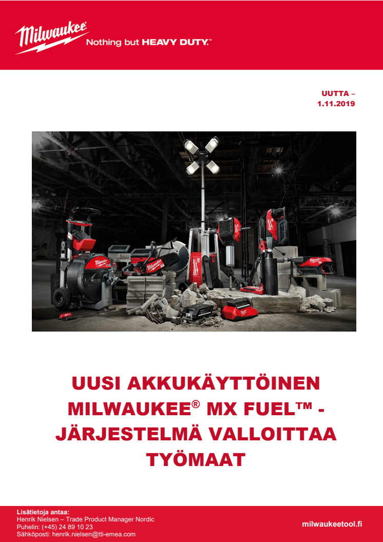 UUSI AKKUKÄYTTÖINEN MILWAUKEE® MX FUEL™ -JÄRJESTELMÄ VALLOITTAA TYÖMAAT