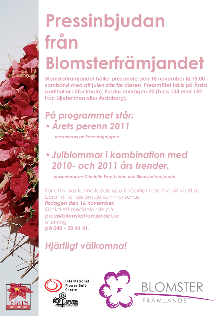 Pressinbjudan från Blomsterfrämjandet