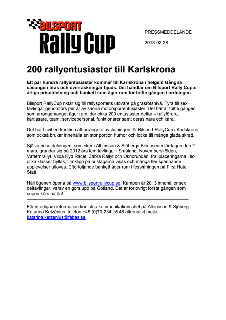 200 rallyentusiaster till Karlskrona