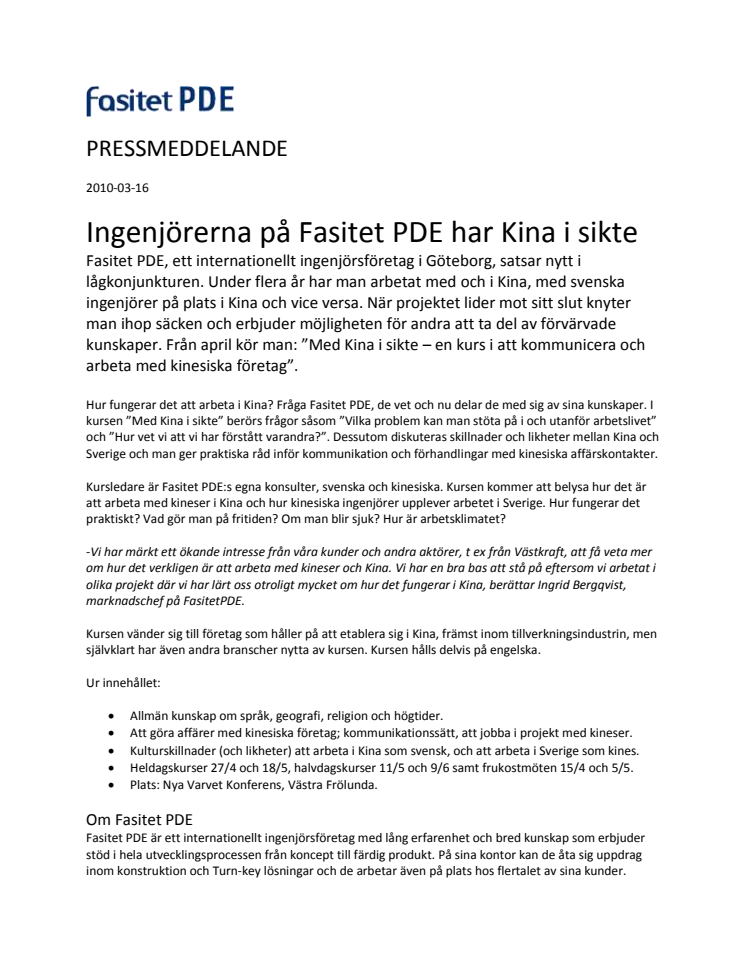 Ingenjörerna på Fasitet har Kina i sikte