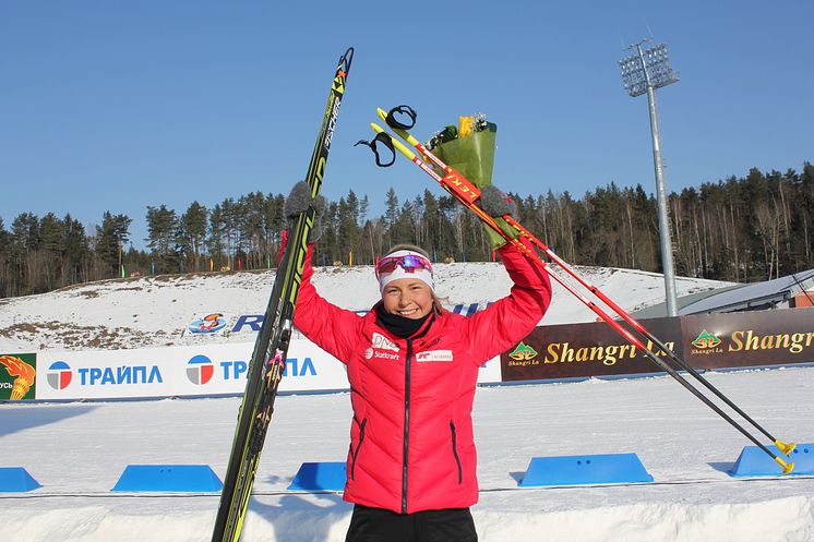 Ingrid Landmark Tandrevold etter andreplass på normalprogram ungdom kvinner, Junior-VM, Minsk