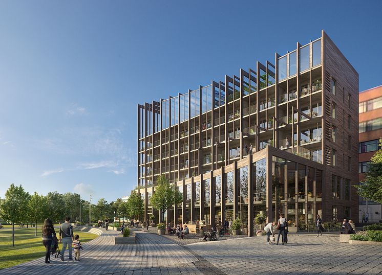 Profilbyggnad i Kista. Bild: Dreem Arkitekter 