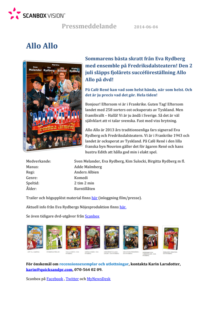 Allo Allo på dvd 2 juli