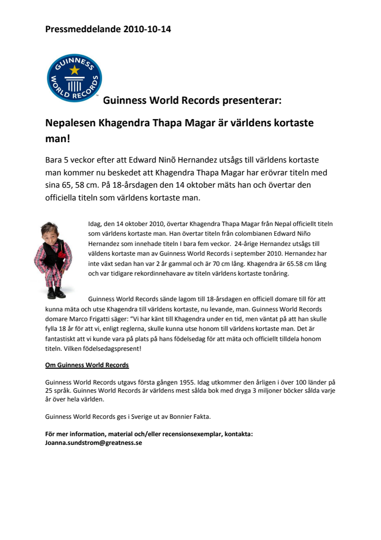 Guinness World Records presenterar: Nepalesen Khagendra Thapa Magar är världens kortaste man!  