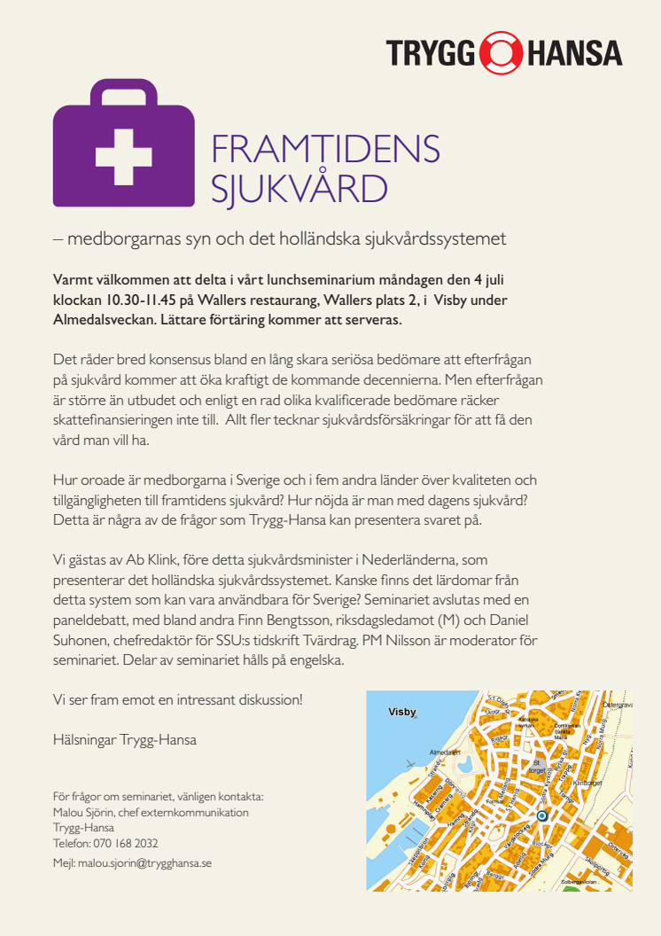 Seminarium i Almedalen: Framtidens sjukvård – medborgarnas syn och det holländska sjukvårdssystemet