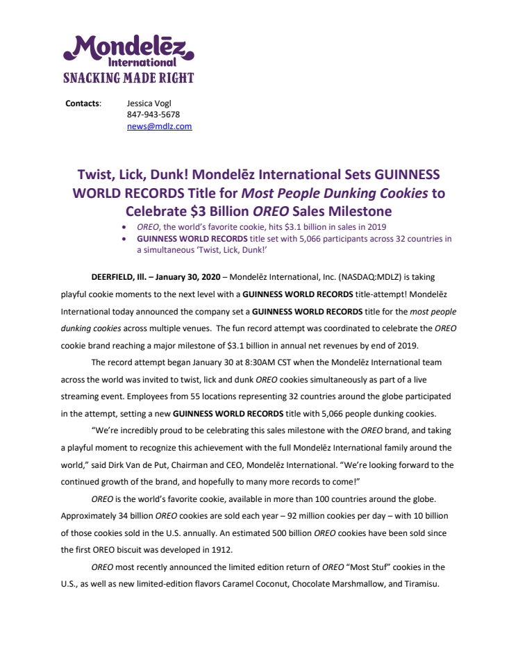 Twist, Lick, Dunk! Mondelez International holt GUINNESS WORLD-RECORDS-Titel