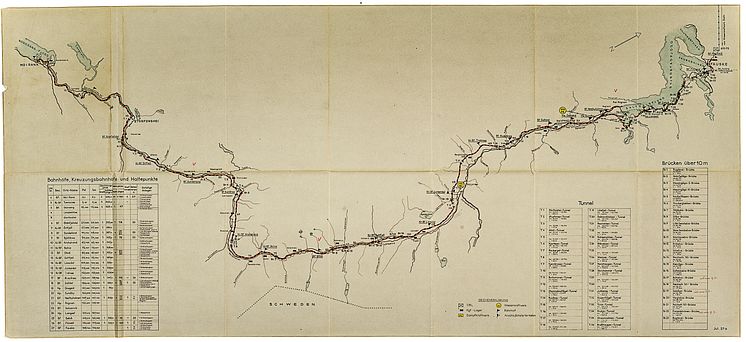 Kart over Nordlandsbanen Riksarkivet: RAFA_2188:Hg:L0001_Mo-Fauske