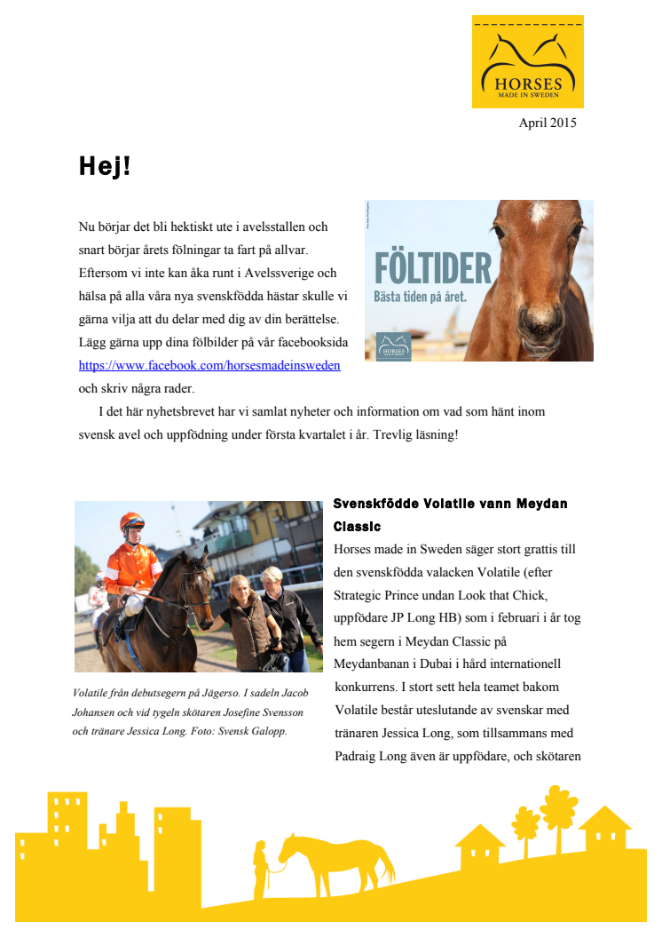 Nyhetsbrev från Horses made in Sweden