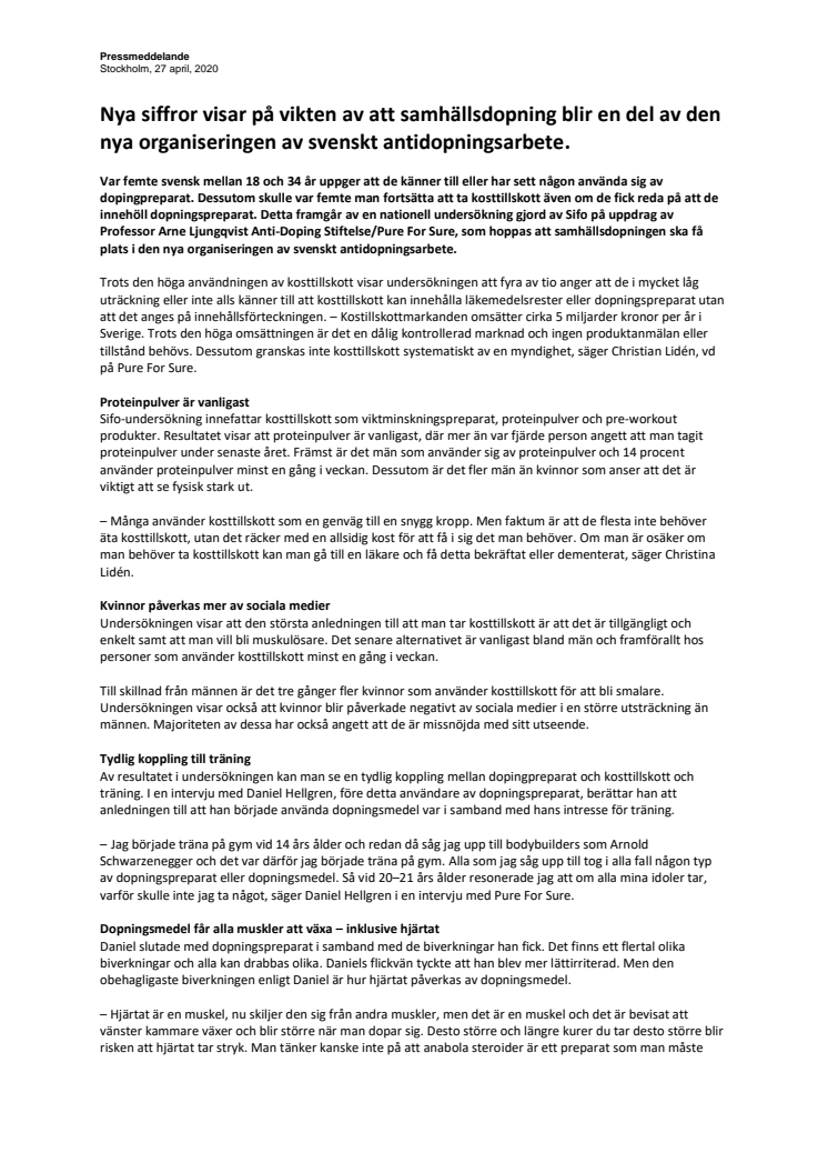 Nya siffror visar på vikten av att samhällsdopning blir en del av den nya organiseringen av svenskt antidopningsarbete.