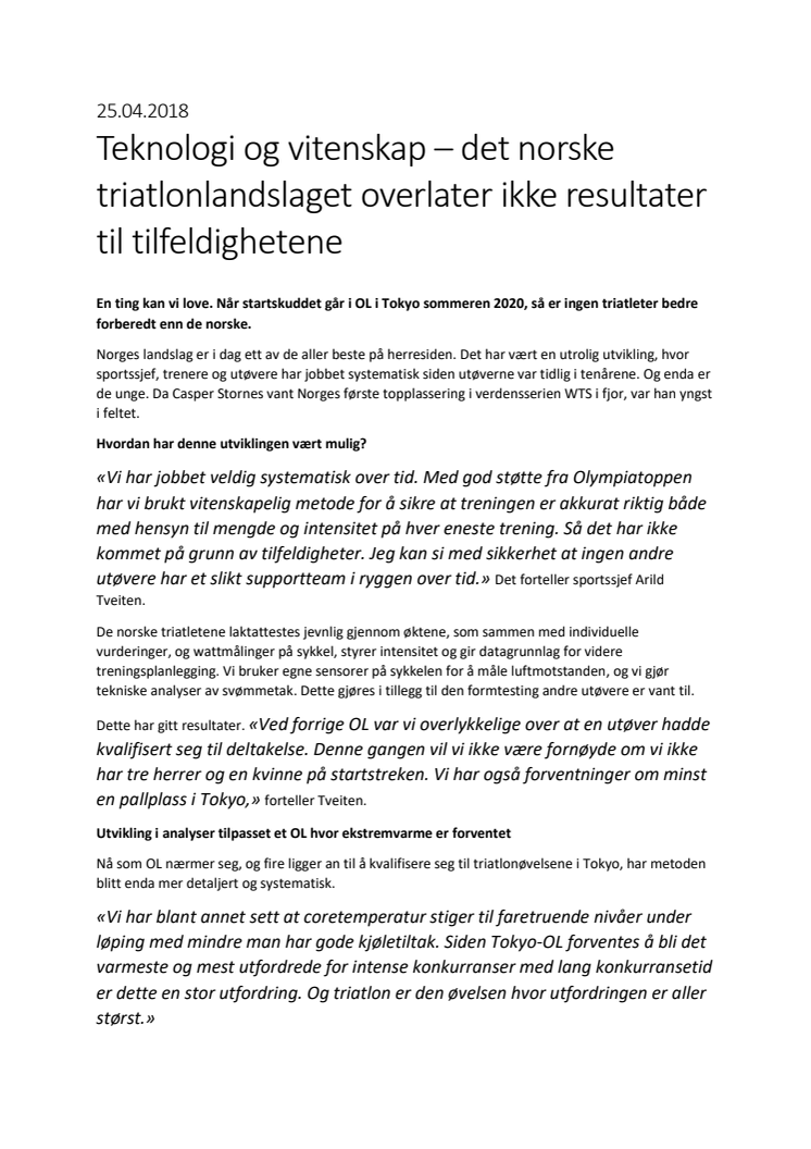 Teknologi og vitenskap – det norske triatlonlandslaget overlater ikke resultater til tilfeldighetene