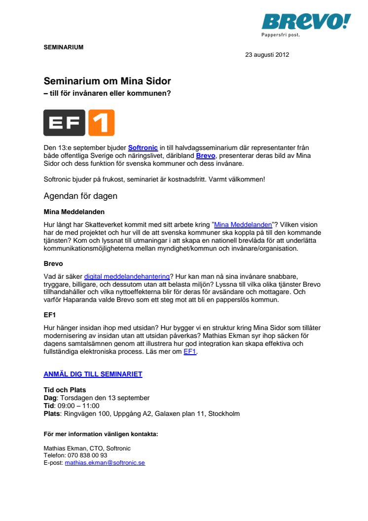 Seminarium om Mina Sidor – till för invånaren eller kommunen? 