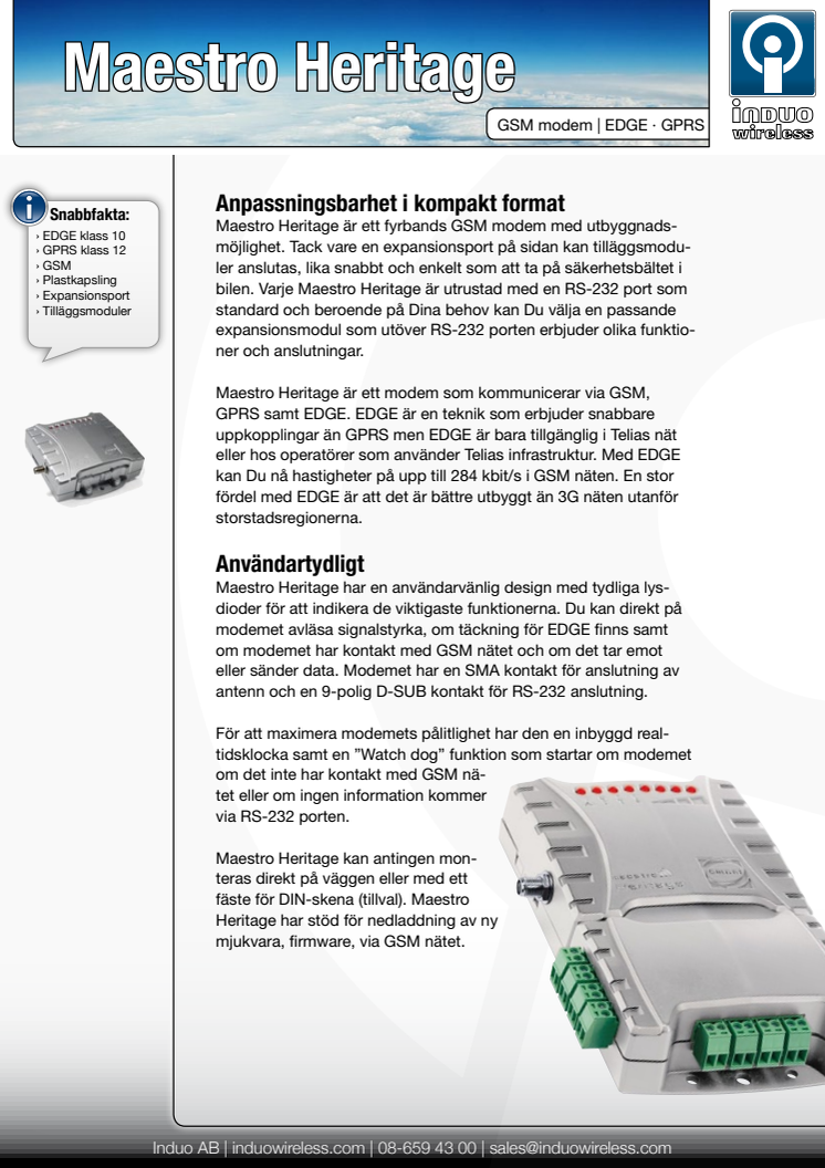 Maestro Heritage EDGE modem GPRS och GSM data