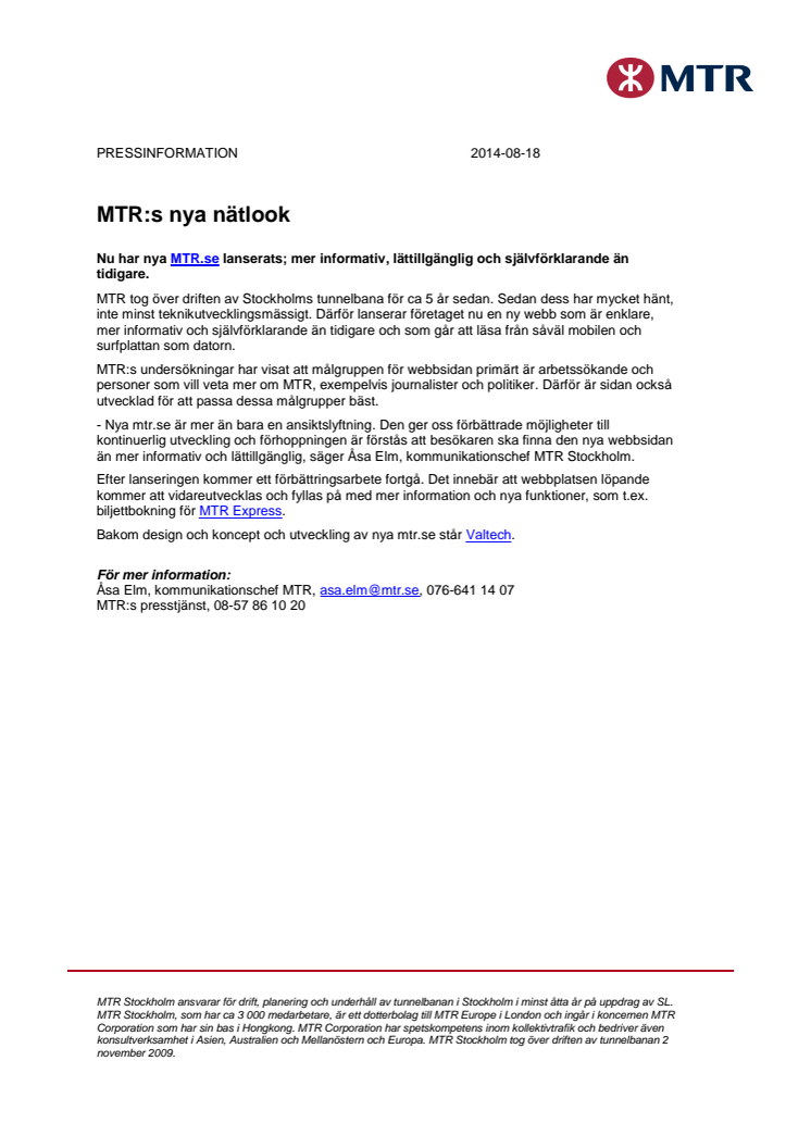 MTR:s nya nätlook 