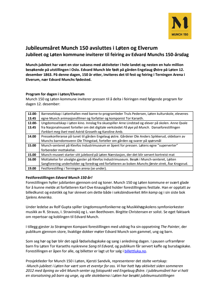 Jubileumsåret Munch 150 avsluttes i Løten og Elverum