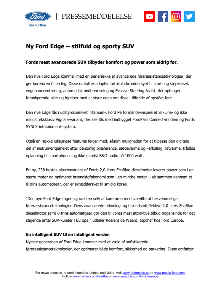 Ny Ford Edge – stilfuld og sporty SUV
