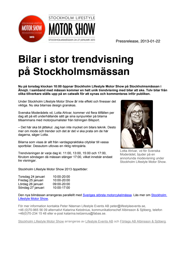 Bilar i stor trendvisning på Stockholmsmässan 