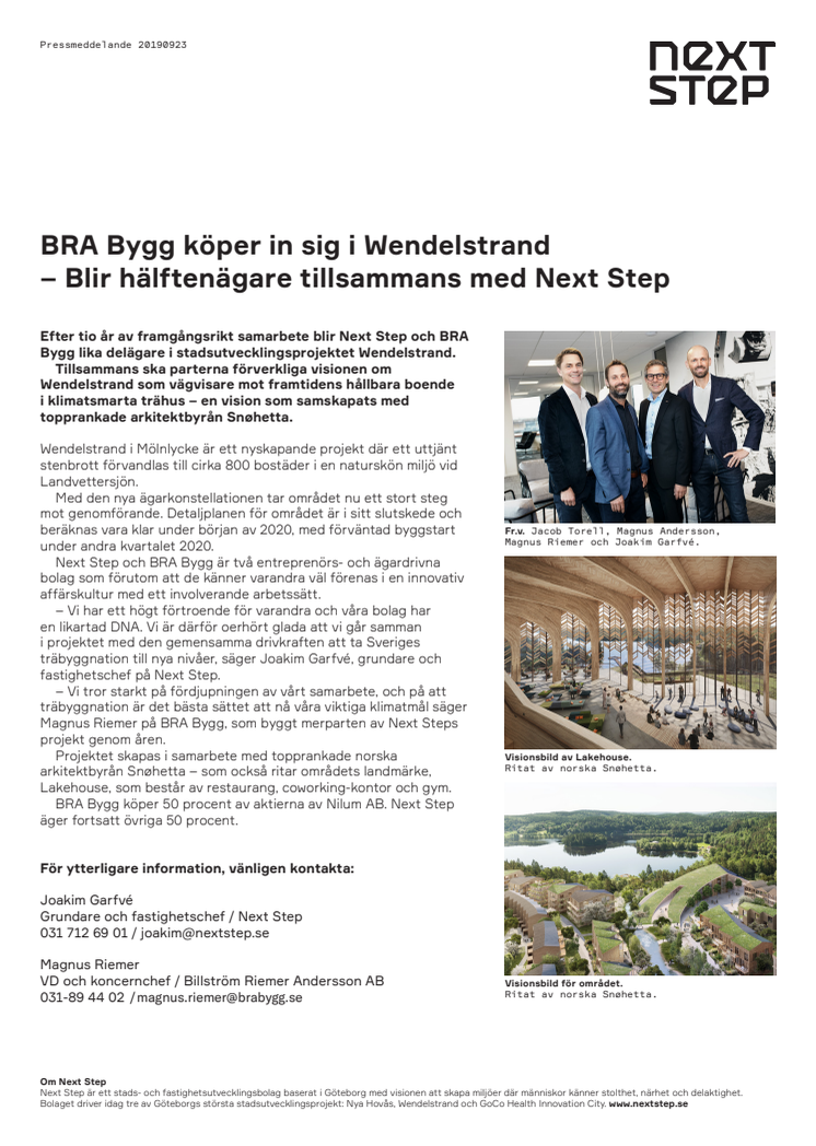 BRA Bygg köper in sig i Wendelstrand – Blir hälftenägare tillsammans med Next Step
