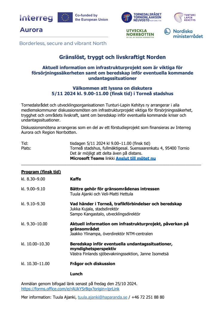 Inbjudan till diskussionmöte om infrastrukturprojket samt beredskap inför eventuella undantagssituationer, Torneå 2024-11-05.pdf