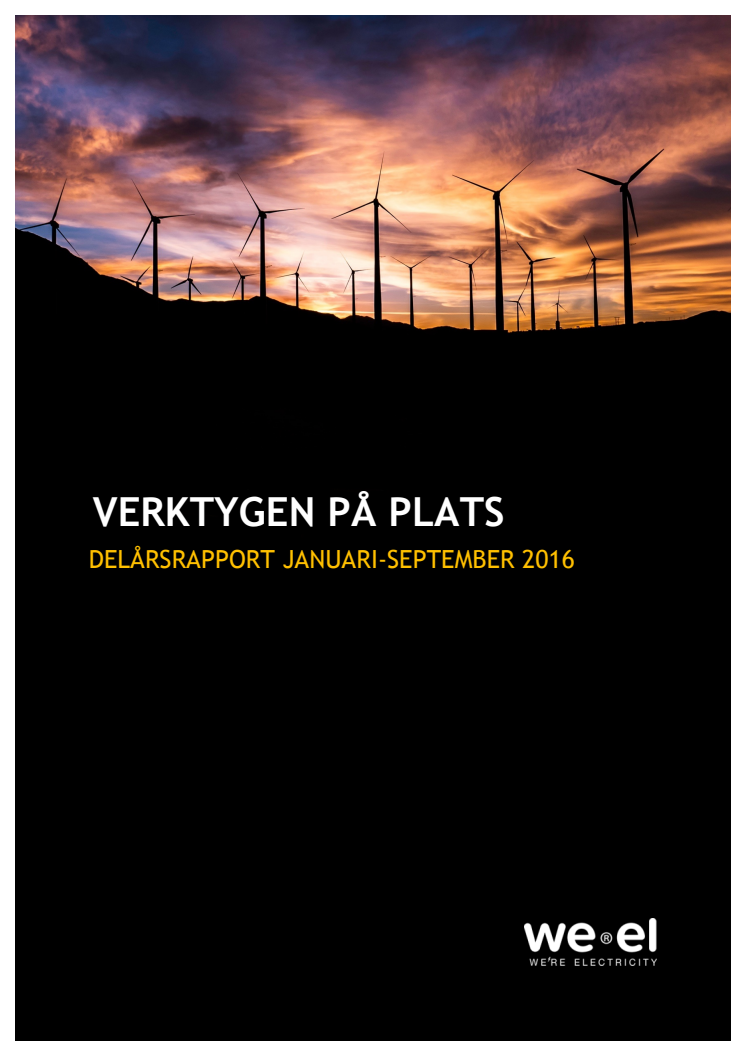 WEREL AB - DELÅRSRAPPORT JAN-SEP 2016