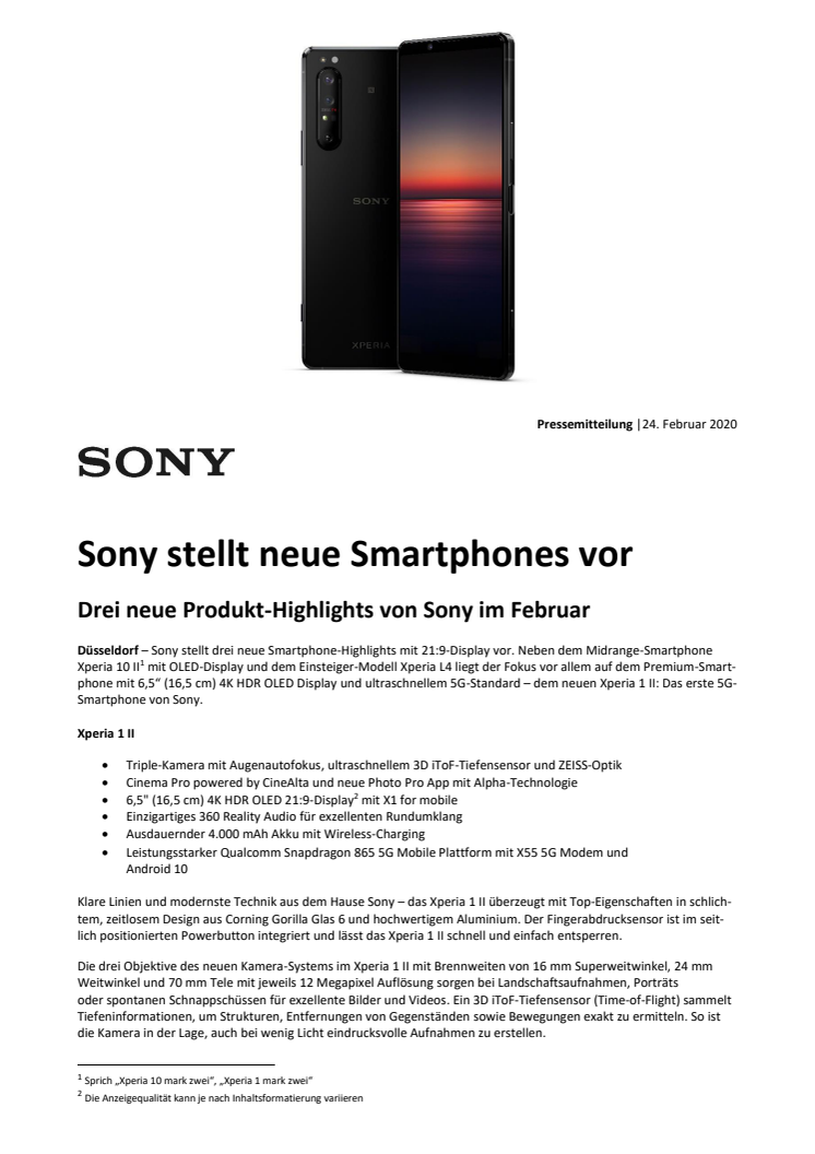 Sony stellt neue Smartphones vor