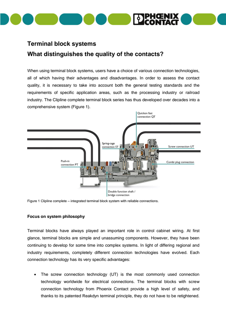 Terminal block systems: What distinguishes the quality of the contacts?