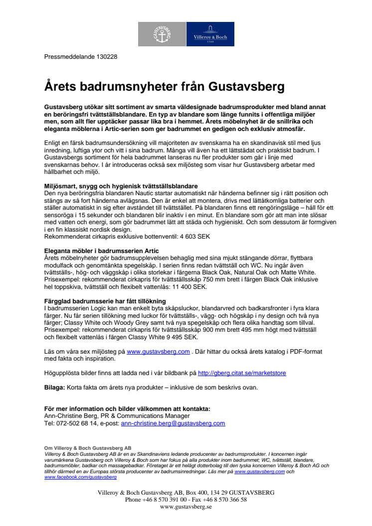 Årets badrumsnyheter från Gustavsberg