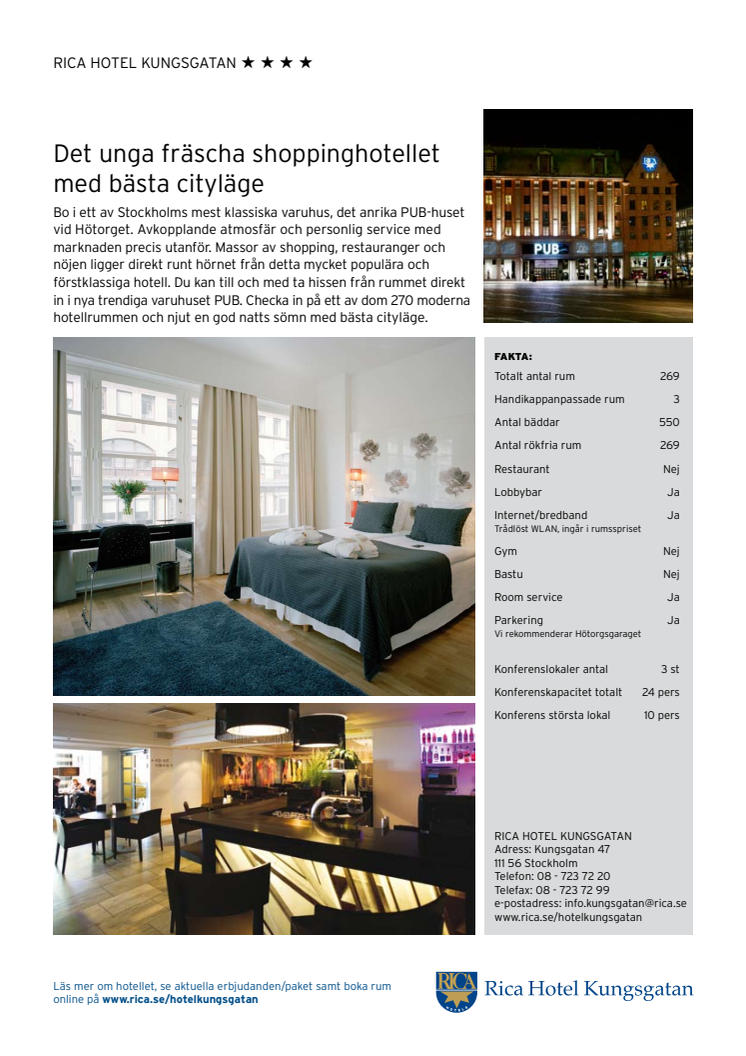 Produktblad Rica Hotel Kungsgatan