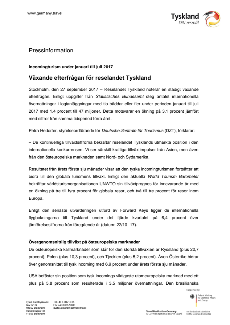 ​Växande efterfrågan för reselandet Tyskland