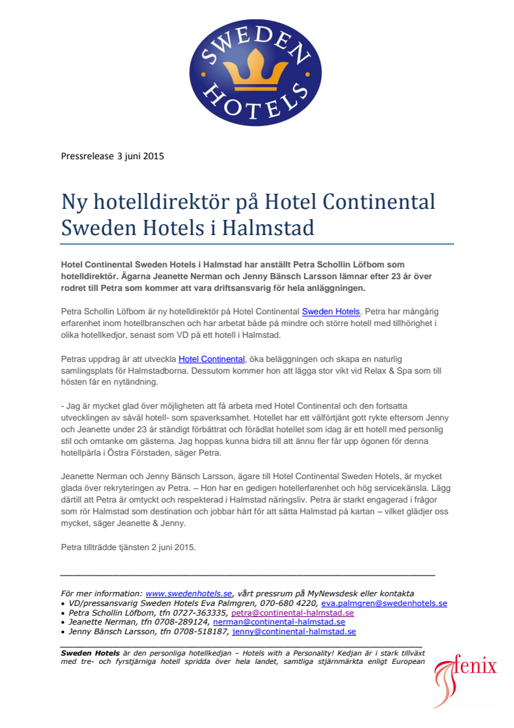 Ny hotelldirektör på Hotel Continental Sweden Hotels i Halmstad