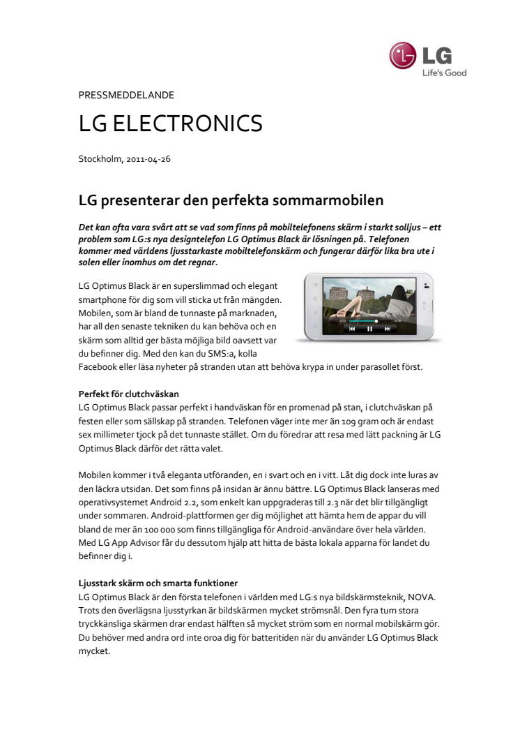 LG presenterar den perfekta sommarmobilen