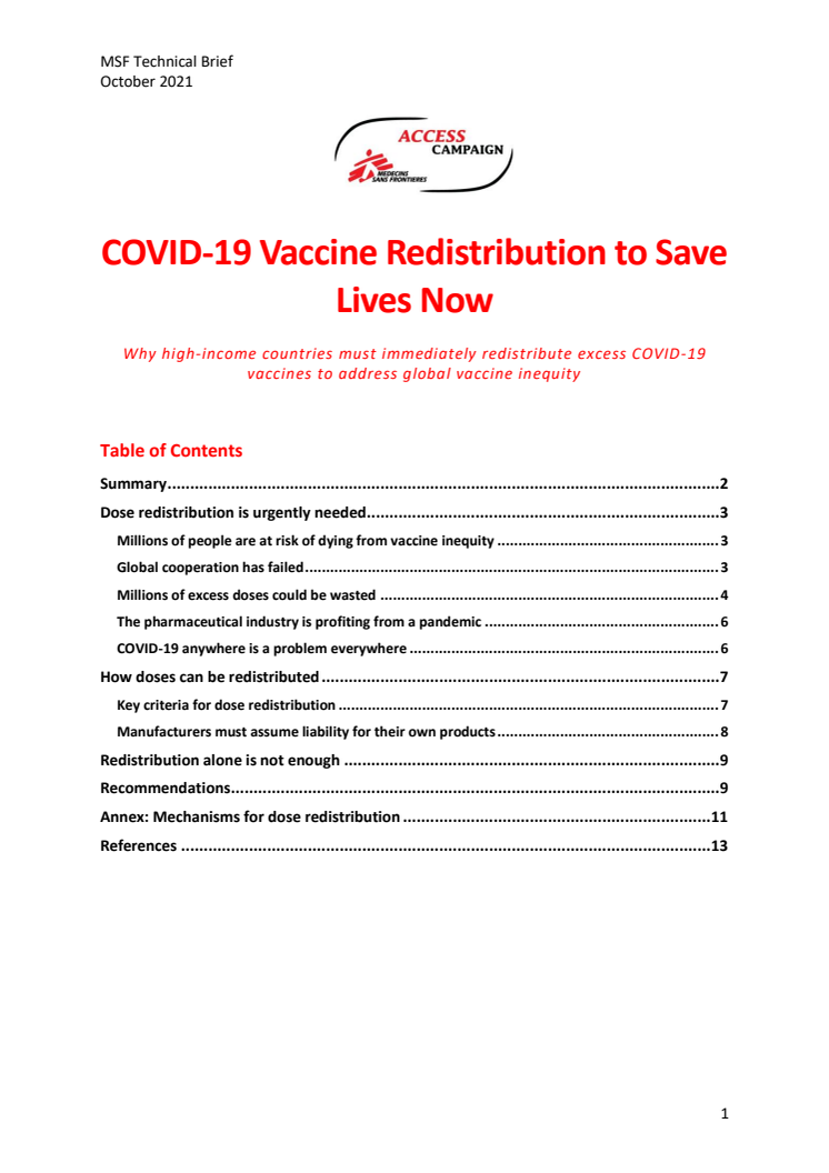 Rapport omfördelning covidvaccin globalt