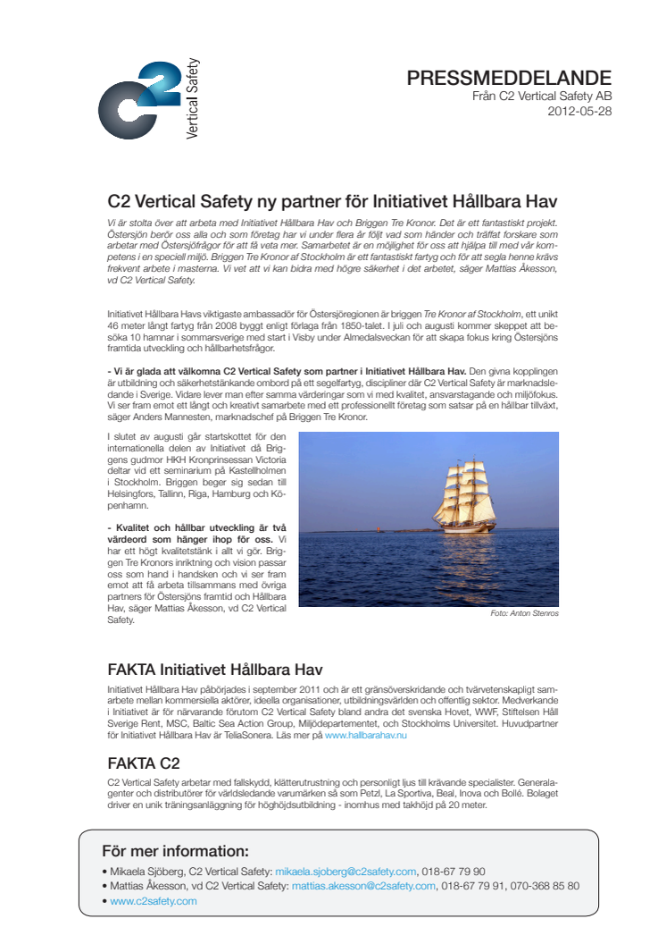C2 Vertical Safety ny partner för Initiativet Hållbara Hav 