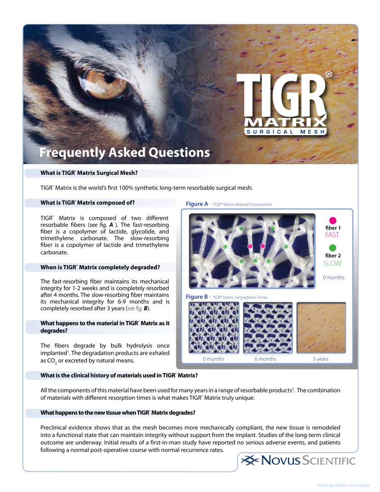 TIGR® Matrix Surgical Mesh - Frequently Asked Questions