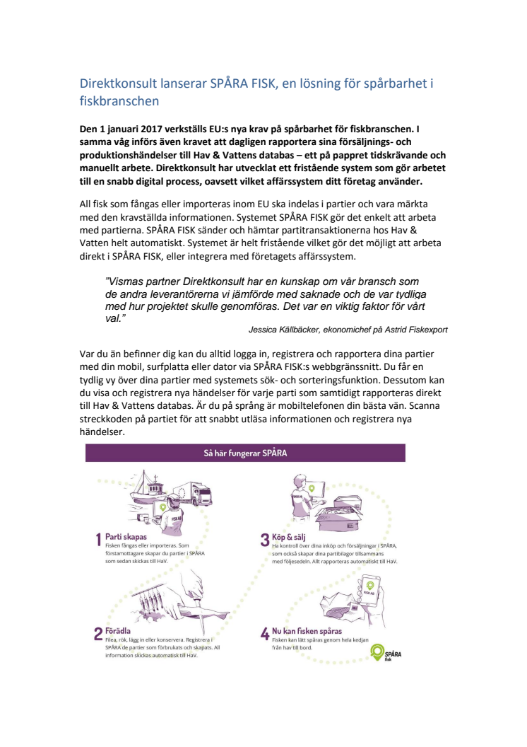 Direktkonsult lanserar SPÅRA FISK, ett system för spårbarhet i fiskbranschen
