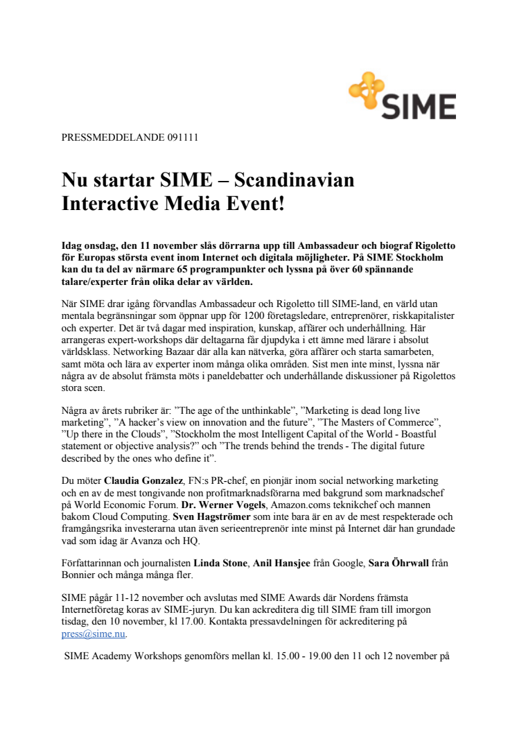 Nu startar SIME – Scandinavian Interactive Media Event!