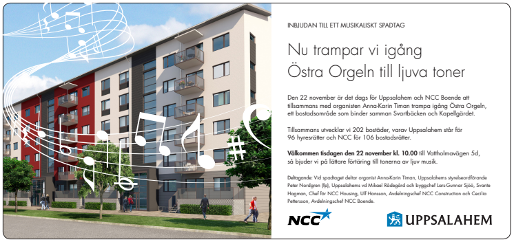 Uppsalahem och NCC bjuder in till ett musikaliskt spadtag