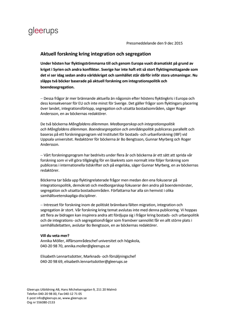 ​Aktuell forskning kring integration och segregation