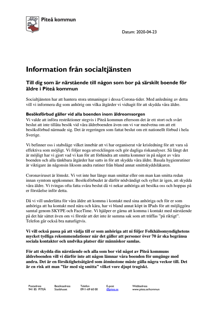 Information från socialtjänsten