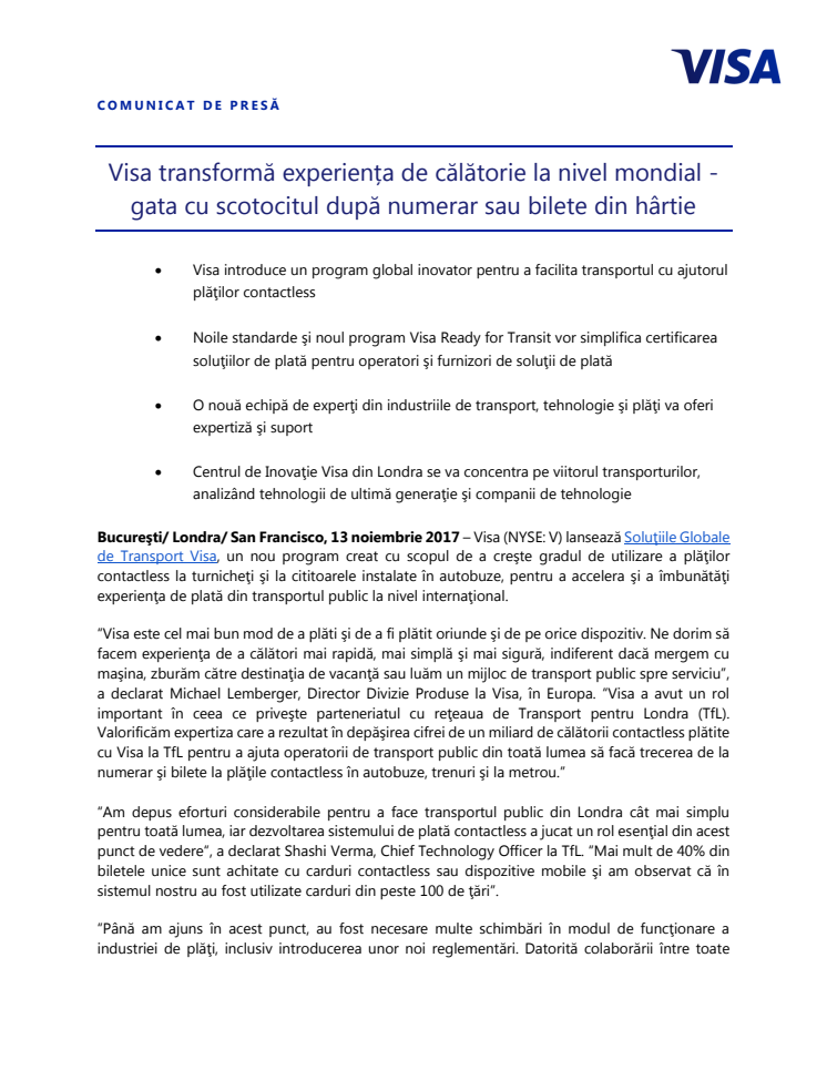 Visa transformă experiența de călătorie la nivel mondial - gata cu scotocitul după numerar sau bilete din hârtie