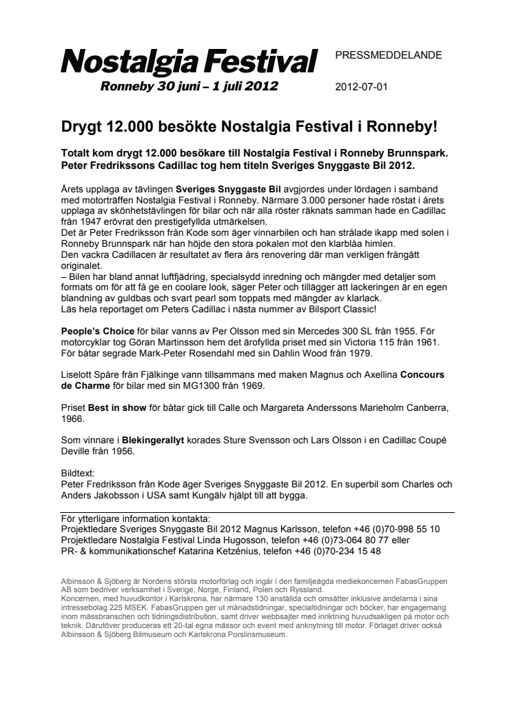  Drygt 12.000 besökte Nostalgia Festival i Ronneby!