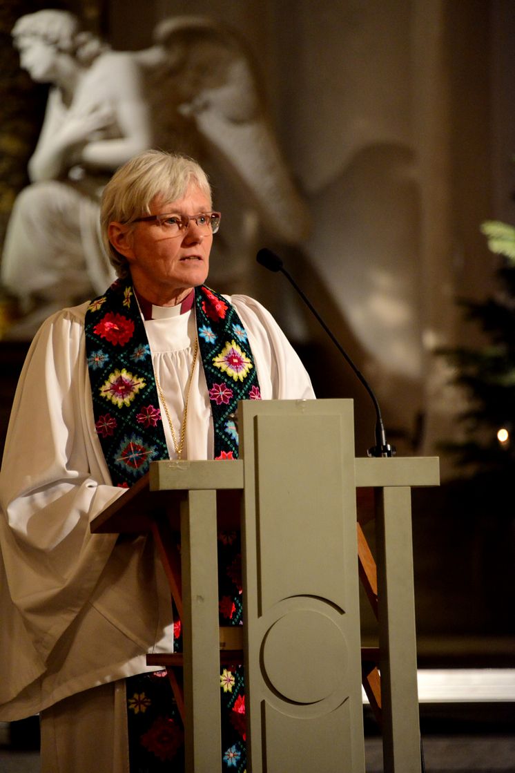 Antje Jackelén talade på förbönsgudstjänsten.