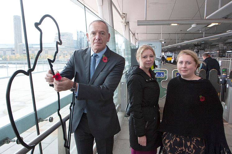 Blackfriars There But Not There on platform with station managers