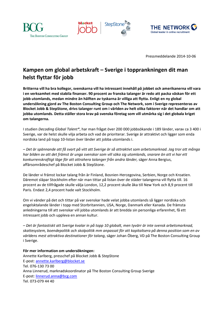 Kampen om global arbetskraft – Sverige i topprankningen dit man helst flyttar för jobb