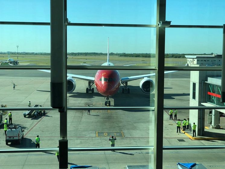 Primer vuelo en Buenos Aires, visto desde el dique de Ezeiza