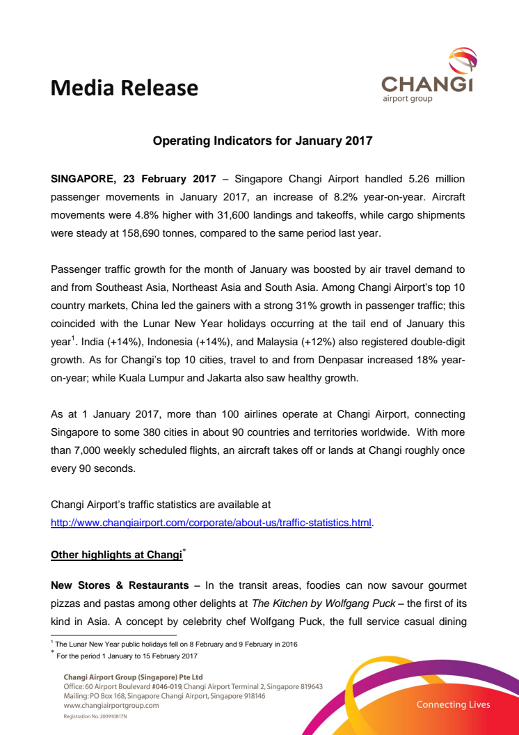 Operating Indicators for January 2017